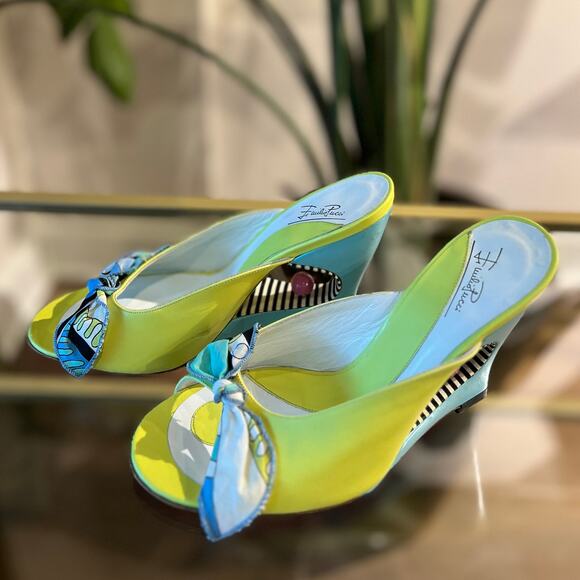 EMILIO PUCCI Retro Wedges SZ 37 1/2 - Picture 4 of 6